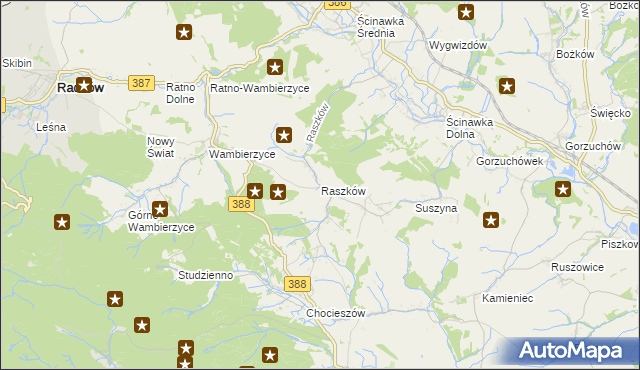 mapa Raszków gmina Radków, Raszków gmina Radków na mapie Targeo