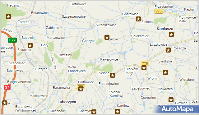 mapa Rawałowice, Rawałowice na mapie Targeo