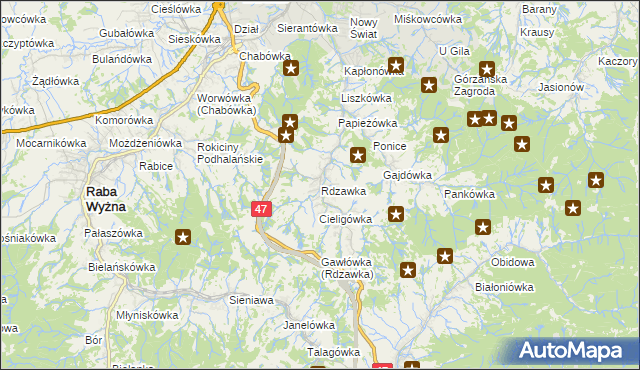 mapa Rdzawka, Rdzawka na mapie Targeo