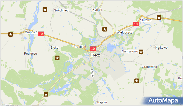 mapa Recz powiat choszczeński, Recz powiat choszczeński na mapie Targeo