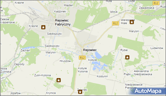 mapa Rejowiec powiat chełmski, Rejowiec powiat chełmski na mapie Targeo