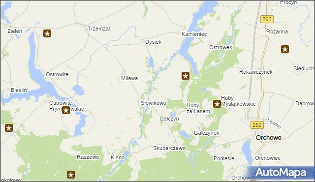 mapa Rękawczyn gmina Orchowo, Rękawczyn gmina Orchowo na mapie Targeo