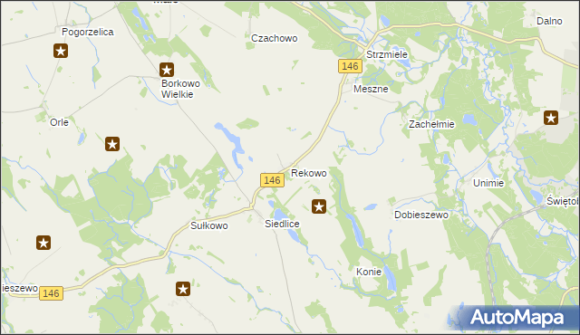 mapa Rekowo gmina Radowo Małe, Rekowo gmina Radowo Małe na mapie Targeo