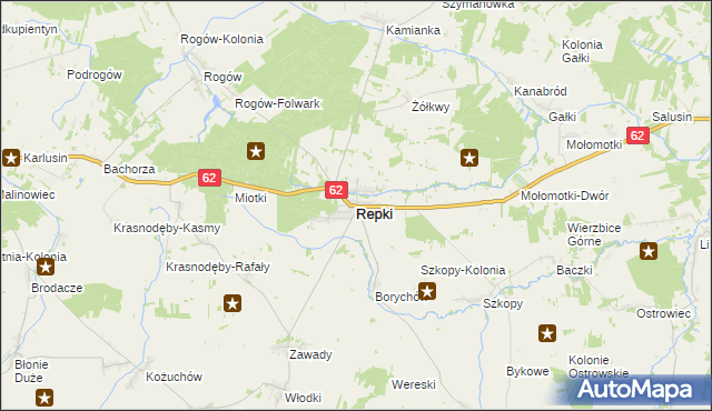 mapa Repki powiat sokołowski, Repki powiat sokołowski na mapie Targeo