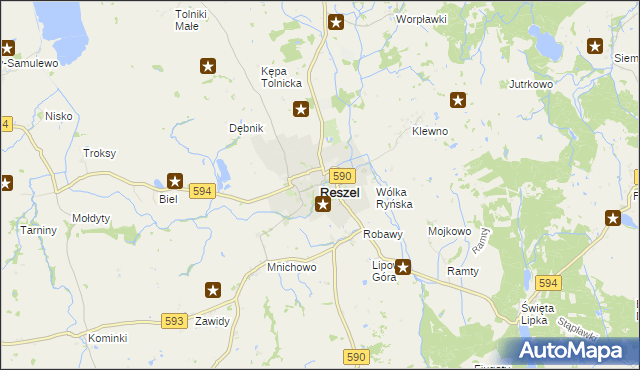 mapa Reszel, Reszel na mapie Targeo