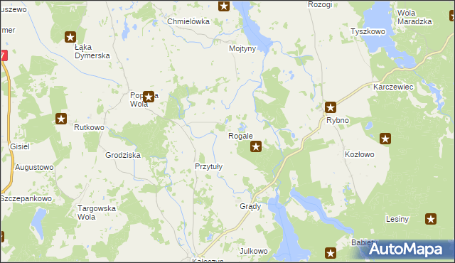 mapa Rogale gmina Dźwierzuty, Rogale gmina Dźwierzuty na mapie Targeo