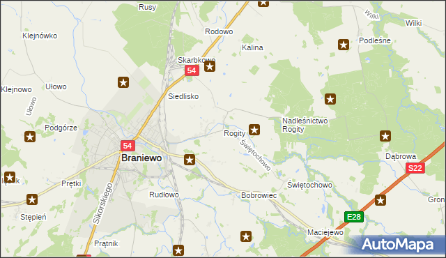 mapa Rogity, Rogity na mapie Targeo