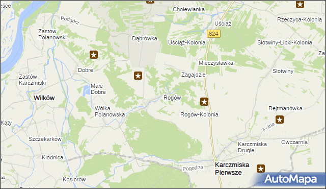mapa Rogów gmina Wilków, Rogów gmina Wilków na mapie Targeo