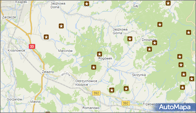 mapa Rogówek gmina Kłodzko, Rogówek gmina Kłodzko na mapie Targeo