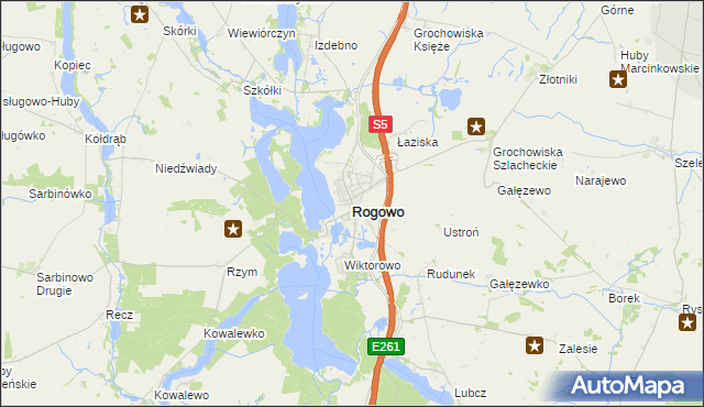 mapa Rogowo powiat żniński, Rogowo powiat żniński na mapie Targeo