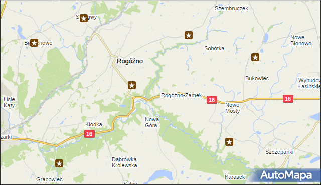 mapa Rogóźno-Zamek, Rogóźno-Zamek na mapie Targeo