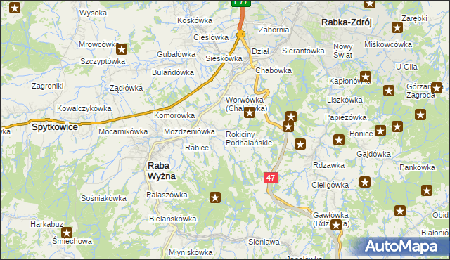 mapa Rokiciny Podhalańskie, Rokiciny Podhalańskie na mapie Targeo