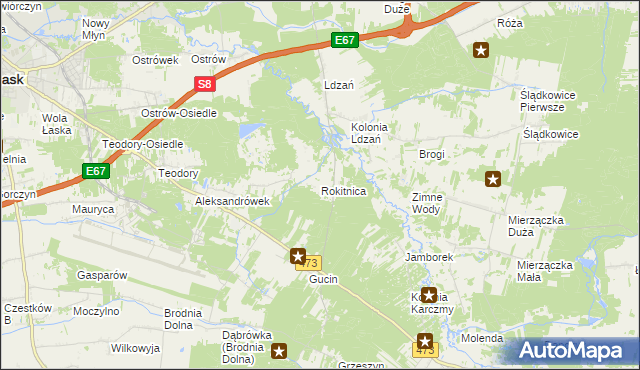 mapa Rokitnica gmina Łask, Rokitnica gmina Łask na mapie Targeo