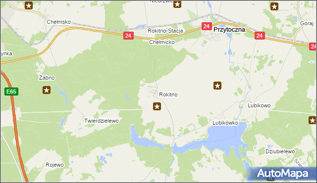 mapa Rokitno gmina Przytoczna, Rokitno gmina Przytoczna na mapie Targeo