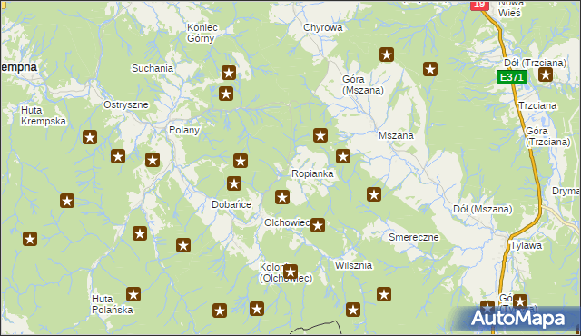 mapa Ropianka, Ropianka na mapie Targeo