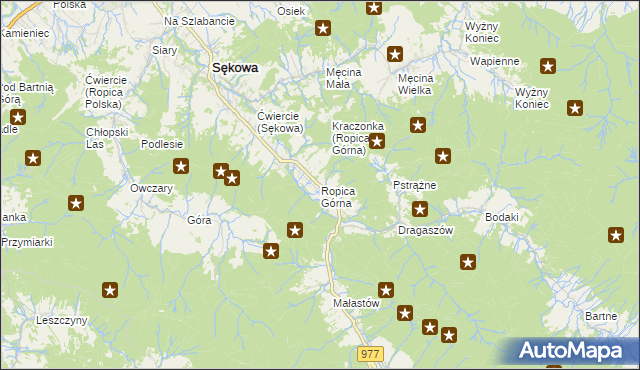 mapa Ropica Górna, Ropica Górna na mapie Targeo