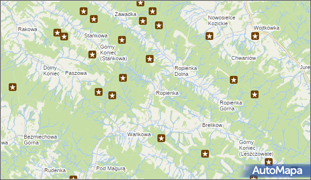 mapa Ropienka, Ropienka na mapie Targeo