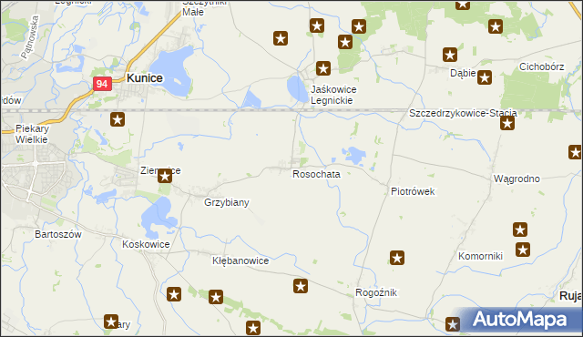 mapa Rosochata, Rosochata na mapie Targeo