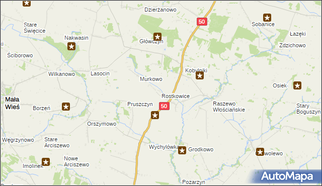 mapa Rostkowice gmina Wyszogród, Rostkowice gmina Wyszogród na mapie Targeo