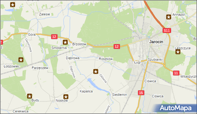 mapa Roszków gmina Jarocin, Roszków gmina Jarocin na mapie Targeo