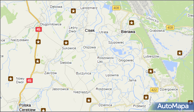 mapa Roszowicki Las, Roszowicki Las na mapie Targeo