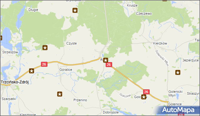 mapa Rów gmina Myślibórz, Rów gmina Myślibórz na mapie Targeo