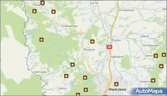 mapa Różanka gmina Międzylesie, Różanka gmina Międzylesie na mapie Targeo