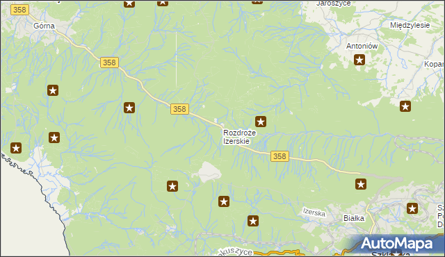 mapa Rozdroże Izerskie, Rozdroże Izerskie na mapie Targeo