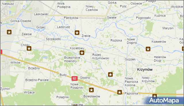 mapa Rożek Krzymowski, Rożek Krzymowski na mapie Targeo
