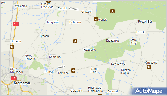 mapa Różopole, Różopole na mapie Targeo