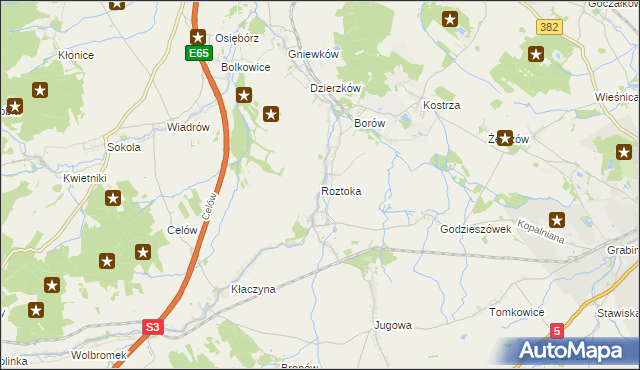 mapa Roztoka gmina Dobromierz, Roztoka gmina Dobromierz na mapie Targeo