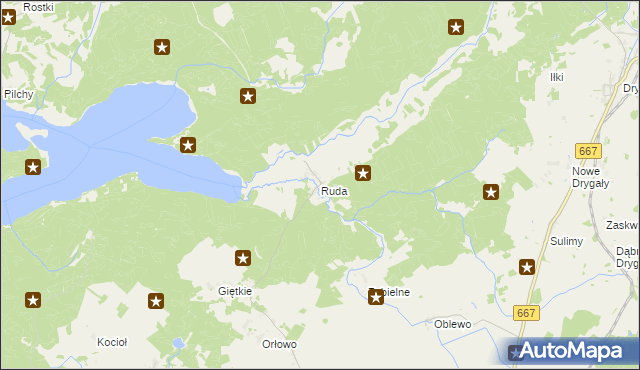 mapa Ruda gmina Biała Piska, Ruda gmina Biała Piska na mapie Targeo