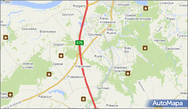 mapa Ruda gmina Grudziądz, Ruda gmina Grudziądz na mapie Targeo