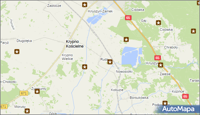 mapa Ruda gmina Krypno, Ruda gmina Krypno na mapie Targeo