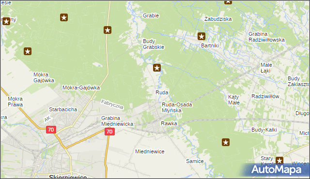 mapa Ruda gmina Skierniewice, Ruda gmina Skierniewice na mapie Targeo