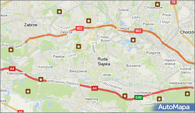 mapa Rudy Śląskiej, Ruda Śląska na mapie Targeo