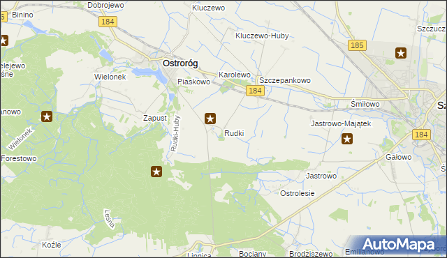 mapa Rudki gmina Ostroróg, Rudki gmina Ostroróg na mapie Targeo