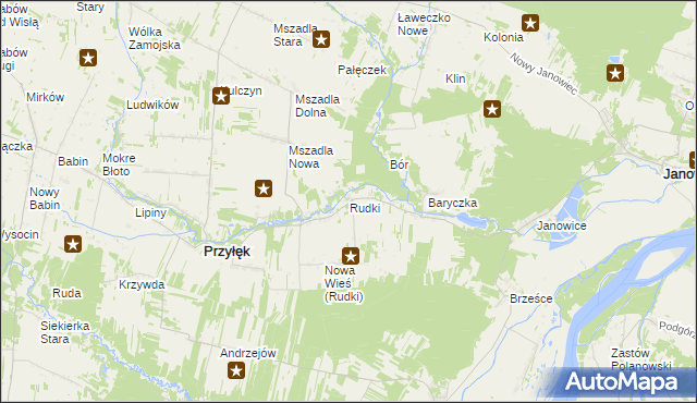 mapa Rudki gmina Przyłęk, Rudki gmina Przyłęk na mapie Targeo