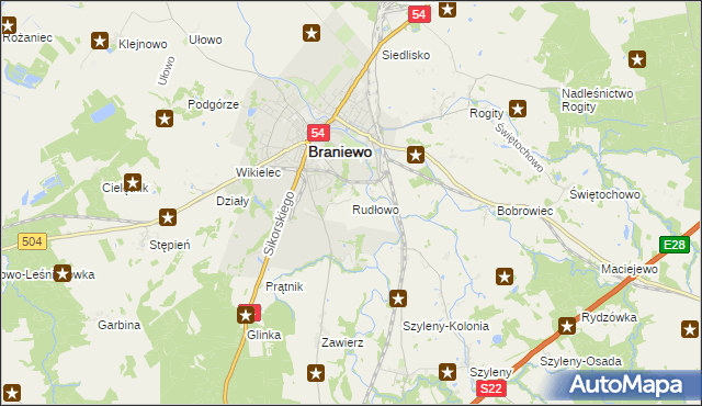 mapa Rudłowo, Rudłowo na mapie Targeo