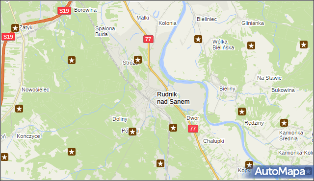 mapa Rudnik nad Sanem, Rudnik nad Sanem na mapie Targeo