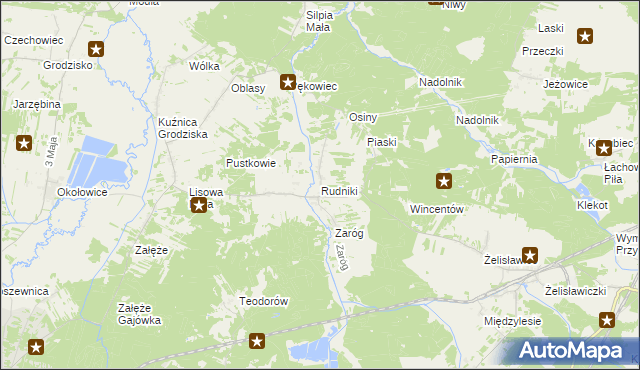 mapa Rudniki gmina Koniecpol, Rudniki gmina Koniecpol na mapie Targeo