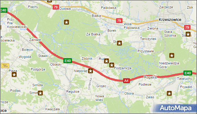 mapa Rudno gmina Krzeszowice, Rudno gmina Krzeszowice na mapie Targeo