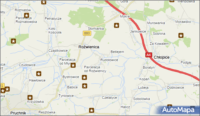 mapa Rudołowice, Rudołowice na mapie Targeo