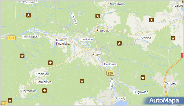 mapa Rudy gmina Kuźnia Raciborska, Rudy gmina Kuźnia Raciborska na mapie Targeo