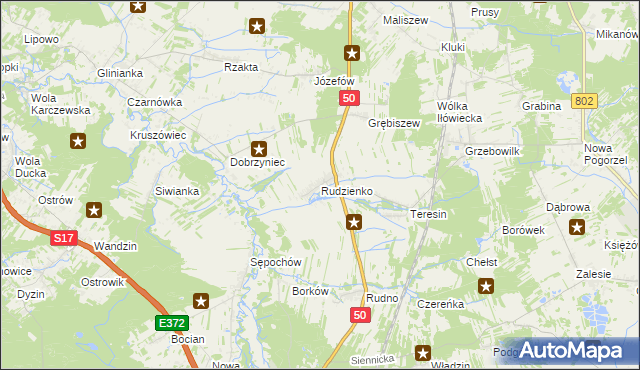 mapa Rudzienko gmina Kołbiel, Rudzienko gmina Kołbiel na mapie Targeo