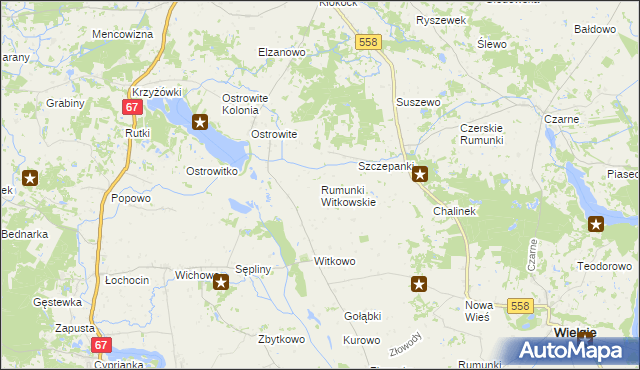 mapa Rumunki Witkowskie, Rumunki Witkowskie na mapie Targeo