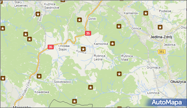 mapa Rybnica Leśna, Rybnica Leśna na mapie Targeo