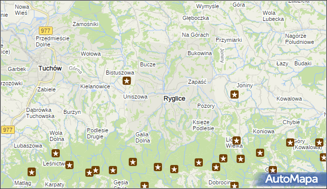 mapa Ryglice, Ryglice na mapie Targeo