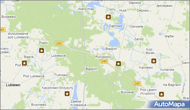 mapa Rykowisko, Rykowisko na mapie Targeo