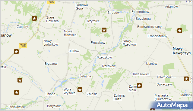 mapa Rzeczków gmina Skierniewice, Rzeczków gmina Skierniewice na mapie Targeo
